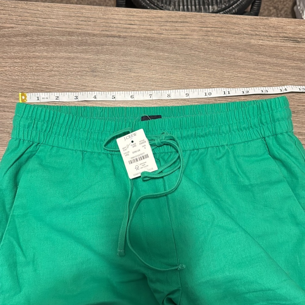 J.Crew pants women’s‎ NWT 4 green cotton linen blend lightweight capri pull on - Picture 8 of 9